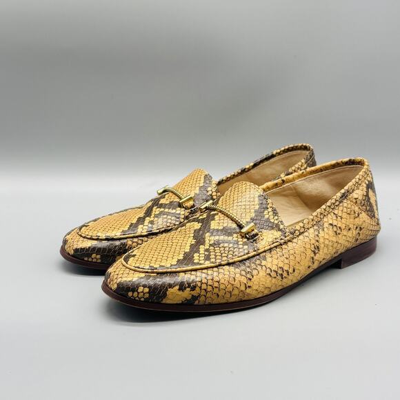 Sam Edelman Shoes Womens 7 Tan Brown Leather Bit Loafers Snakeskin Print - Picture 4 of 11